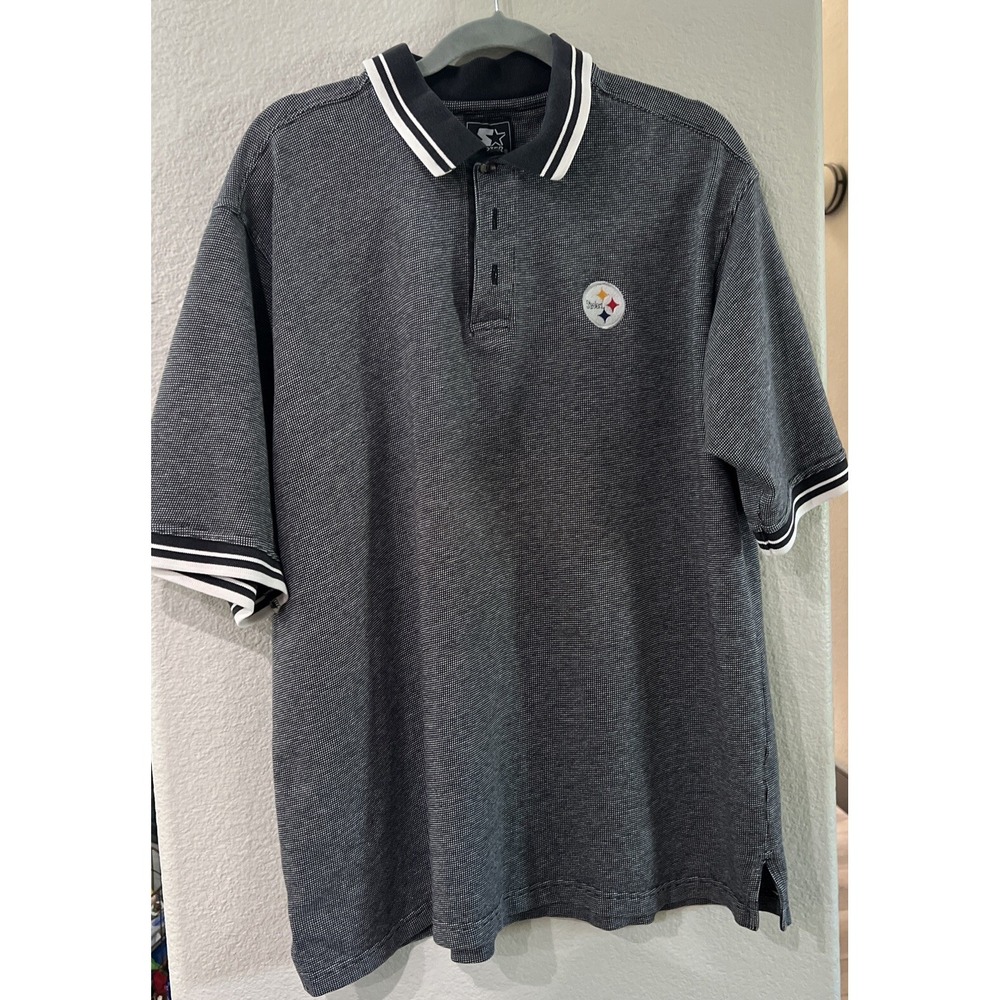 Starter NFL Pittsburgh Steelers Pro Line BLK/WHI Sh/Sleeve Polo SZ EXTRA LARGE